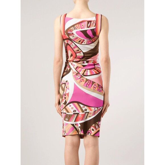 EMILIO PUCCI Multicolor Abstract Ruched Side Sheath Knee Length Dress Si… - Picture 5 of 16